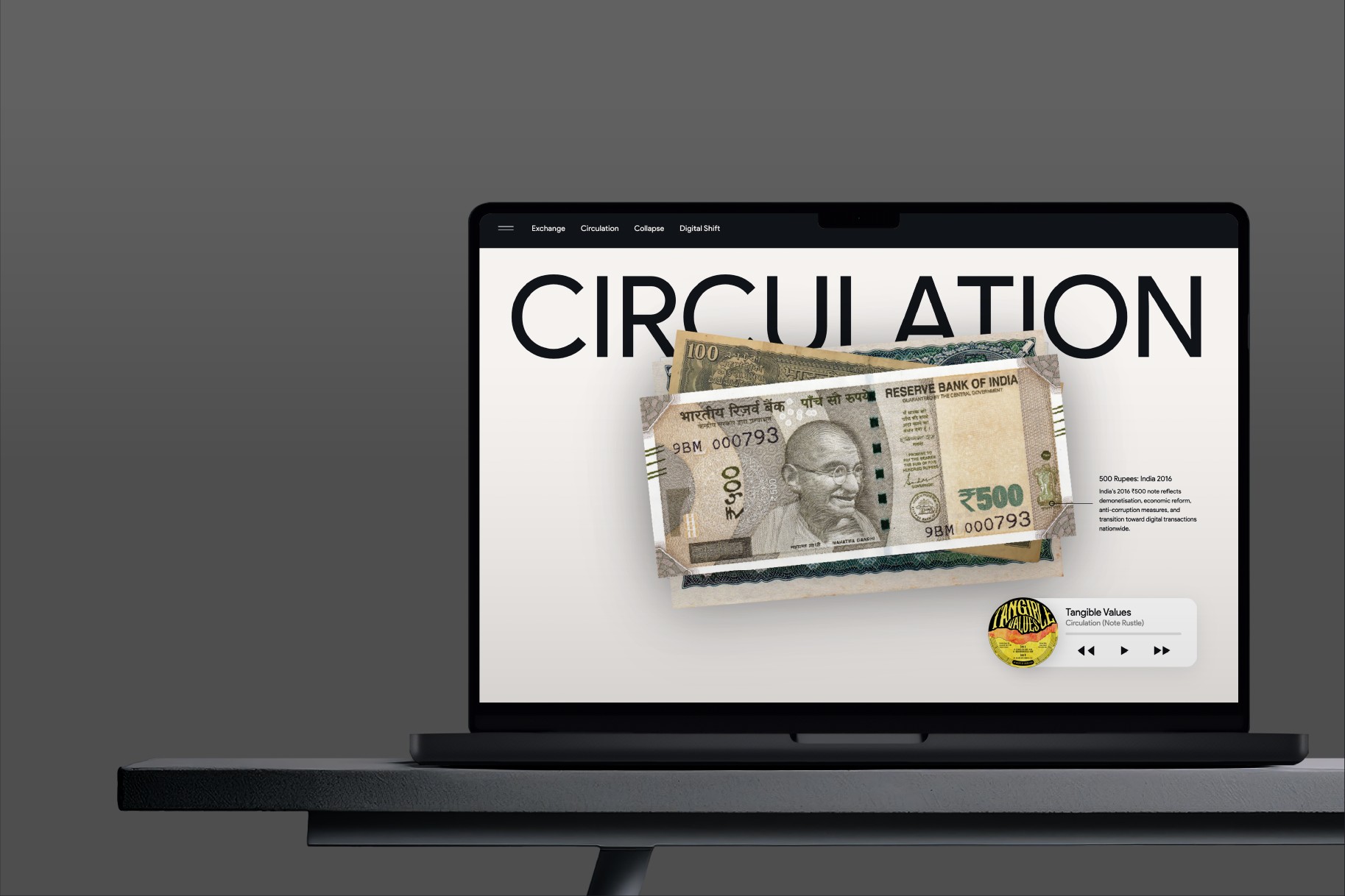 Tangible Values website mockup shown on a laptop